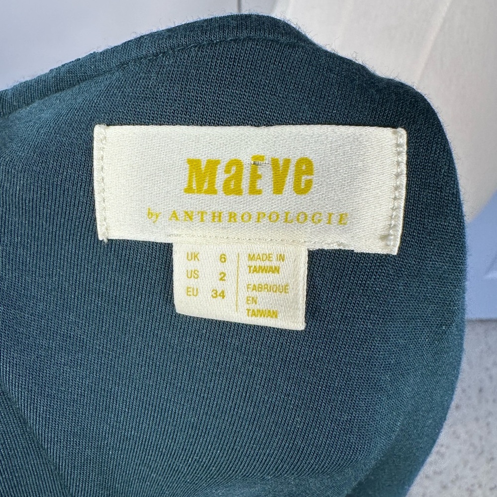 Maeve by Anthropologie Dark Teal Cap Sleeve Midi Sheath Dress - Picture 2 of 6